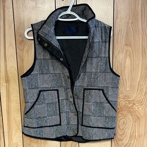 Gray Plaid Vest with Black Trim